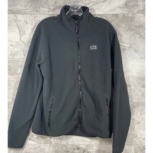 REI Co-op Men's Large Charcoal Grey Fleece Jacket Full Zip‎ Pockets Warm Outdoor